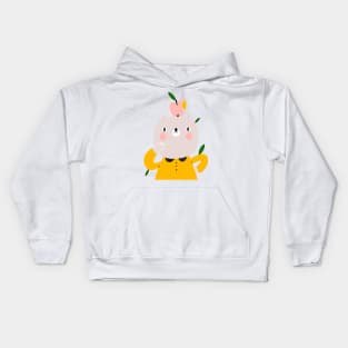 Cute cartoon bear with an apple Kids Hoodie